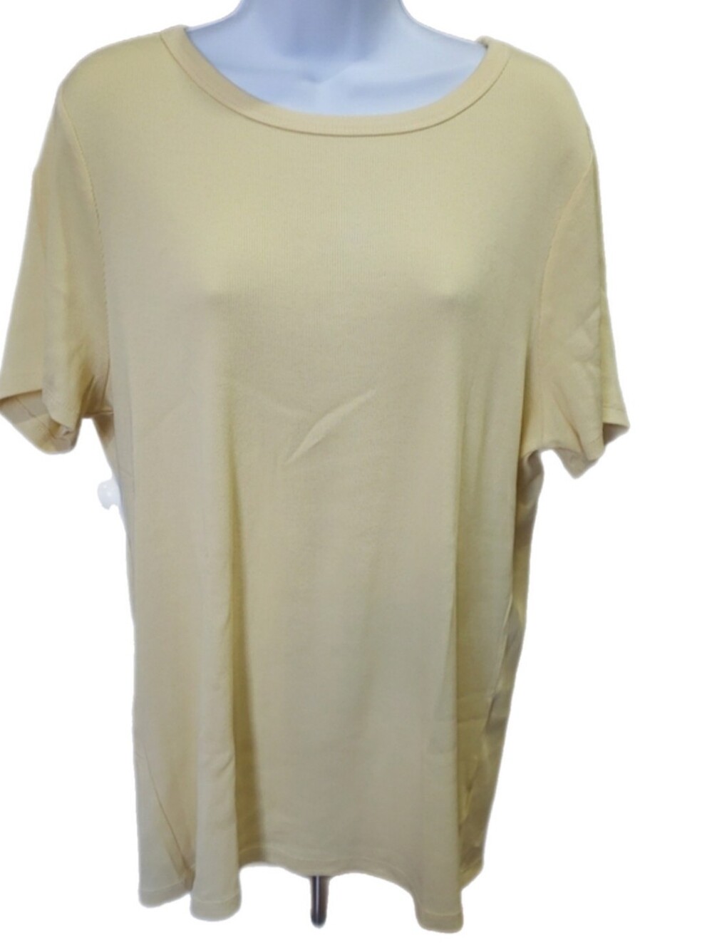 Time AND Tru Women's Lightweight Crewneck Tee - Pale Yellow, Size 22 XXXL